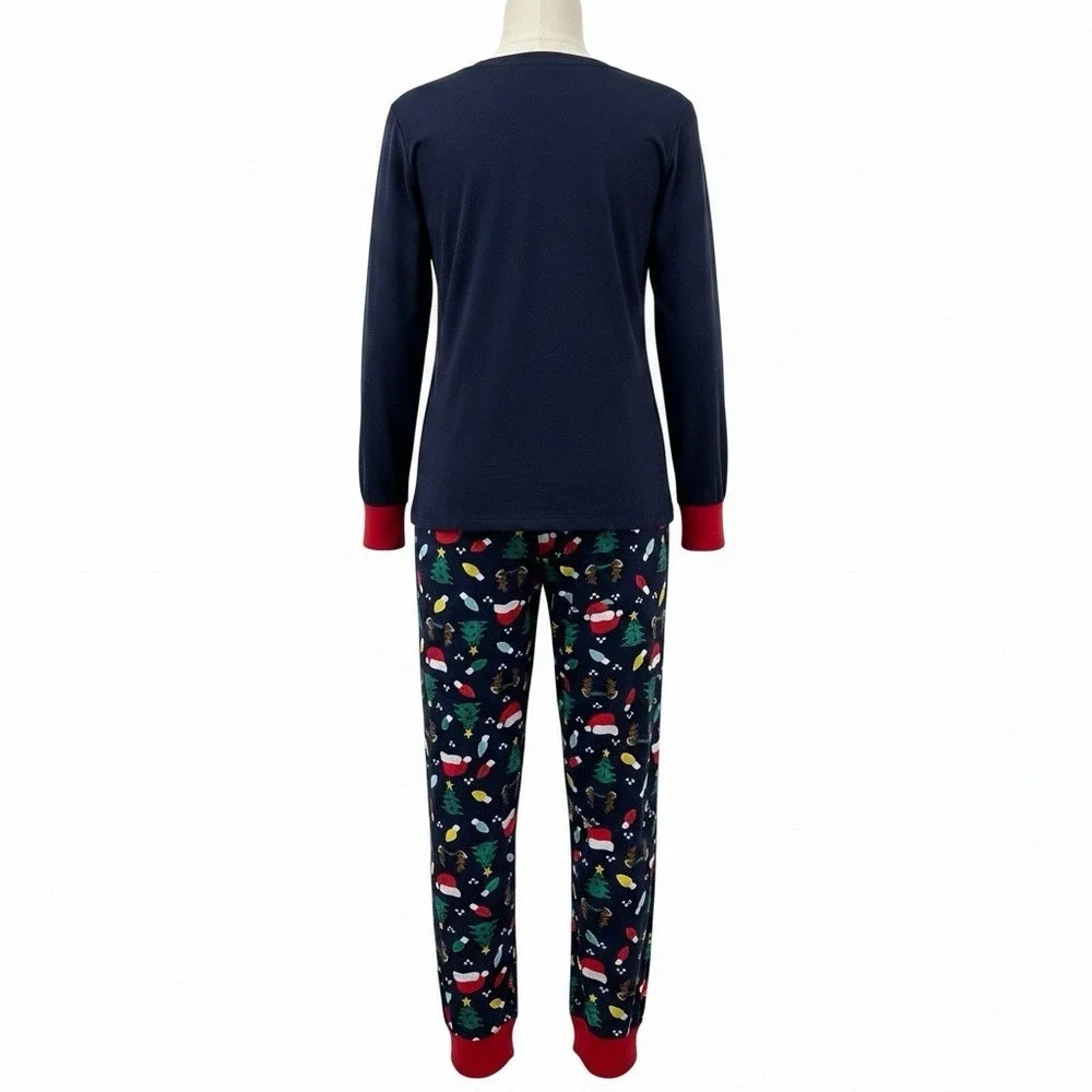 Holiday Time Unisex Kids S (28-30) Navy 2pc Lounge Set Christmas Long Sleeve